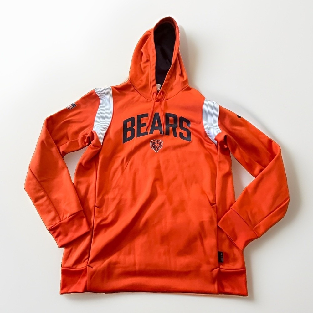 Chicago Bears Nike Mens Medium Orange Sideline Stack Performance Pullover Hoodie